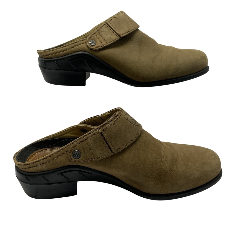 Ariat Leather Mule Clogs Womens 6.5 Brown Western Slip On Low Heel Shoes